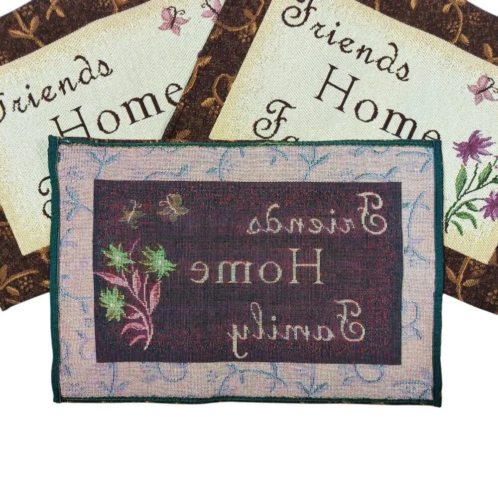Vintage 90’s Placemats Woven Textile Earth Tones Friends Home Family - Set of 4